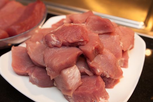 slices of fresh meat prepared for grill