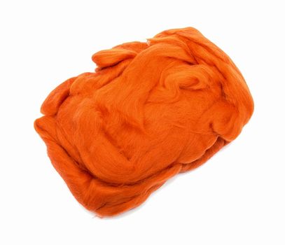 orange wool fiber ball for felting