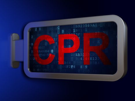 Medicine concept: CPR on advertising billboard background, 3D rendering