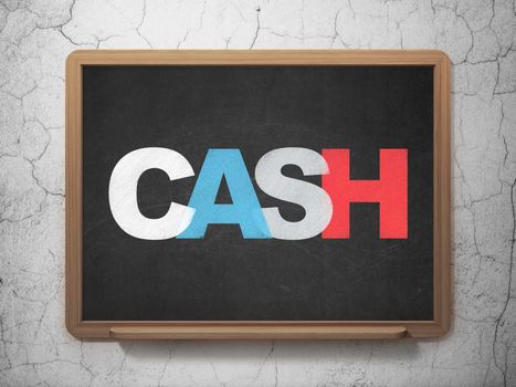 Currency concept: Painted multicolor text Cash on School board background, 3D Rendering