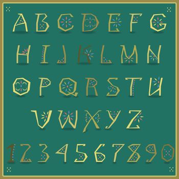 Golden Alphabet with ethnic ornament