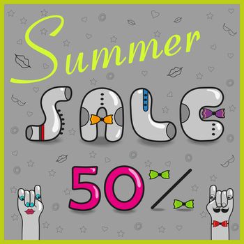 Inscription summer sale with hipster style