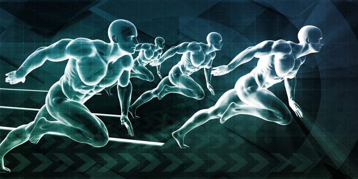 Running Business Men Chasing Success as Concept