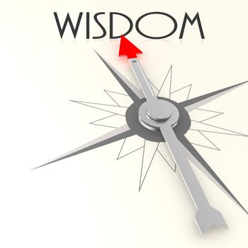Compass with wisdom word image with hi-res rendered artwork that could be used for any graphic design.