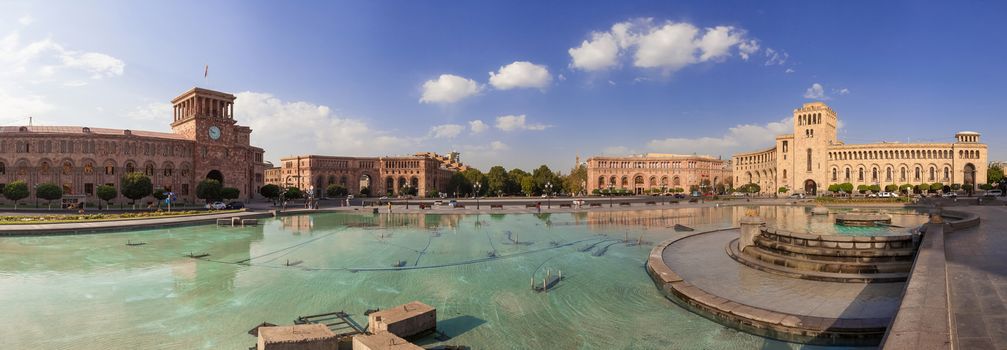 The fountain on a central square of the city of Yerevan in Armenia