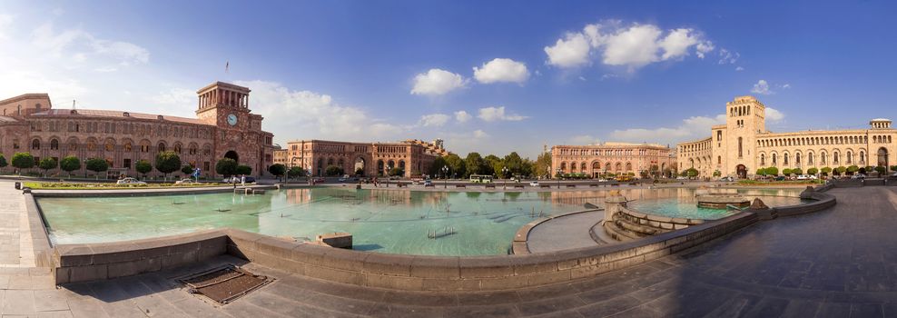 The fountain on a central square of the city of Yerevan in Armenia