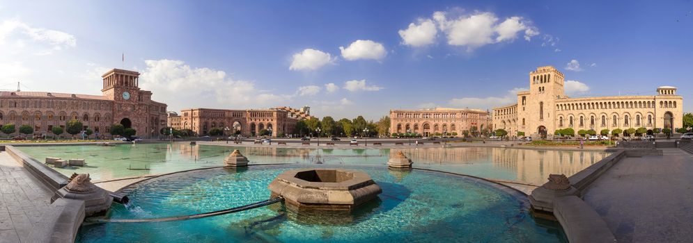 The fountain on a central square of the city of Yerevan in Armenia