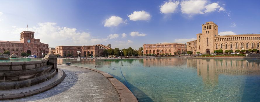 The fountain on a central square of the city of Yerevan in Armenia