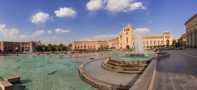 The fountain on a central square of the city of Yerevan in Armenia