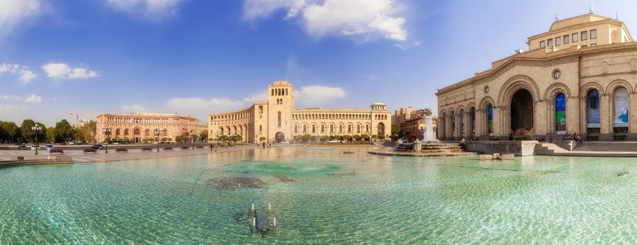 The fountain on a central square of the city of Yerevan in Armenia