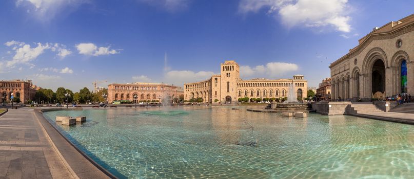 The fountain on a central square of the city of Yerevan in Armenia