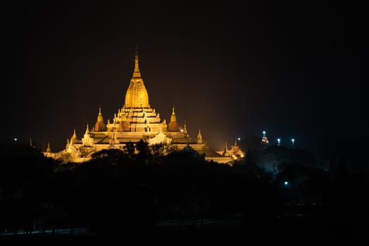 Ancient Ananda Pagoda before sunrise with lightup, Bagan(Pagan), Mandalay, Myanmar