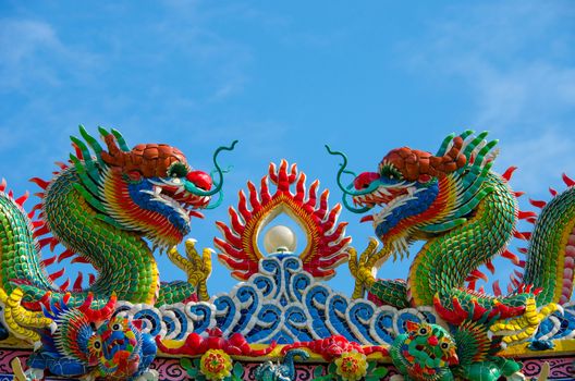 Dragon sculpture at chinese temple in Thailand