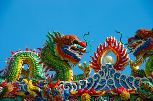 Dragon sculpture at chinese temple in Thailand