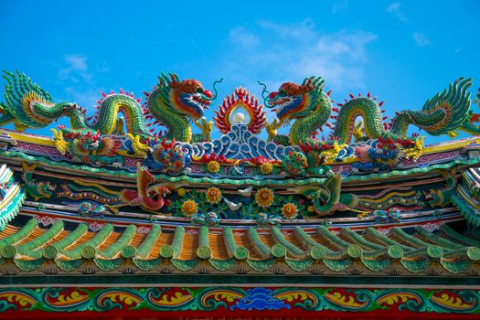 Dragon sculpture at chinese temple in Thailand