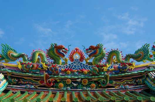 Dragon sculpture at chinese temple in Thailand