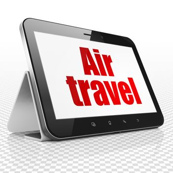 Travel concept: Tablet Computer with red text Air Travel on display, 3D rendering