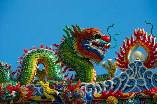 Dragon sculpture at chinese temple in Thailand