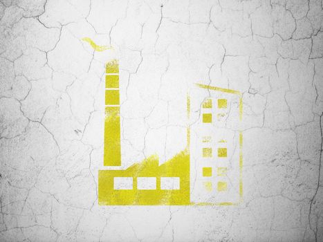 Industry concept: Yellow Industry Building on textured concrete wall background