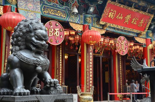 HONG KONG - JUNE, 2014 : Wong Tai Sin temple on June 25, 2014 in Hong Kong. Wong Tai Sin temple is a main attractions in Hong Kong