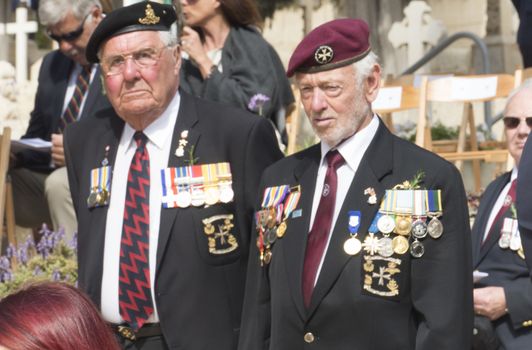 MALTA, Marsa: Veterans attend the ceremony for Anzac Day on April 25, 2016, in Malta.The Wreath laying ceremony takes place on the anniversary of the first major military action fought by Australian and New Zealand forces during World War I. Thousands of wounded Australians, New Zealanders, Canadians and English were sent to the tiny Mediterranean island for care during the Gallipoli campaign. ANZAC stands for Australian and New Zealand Army Corps.