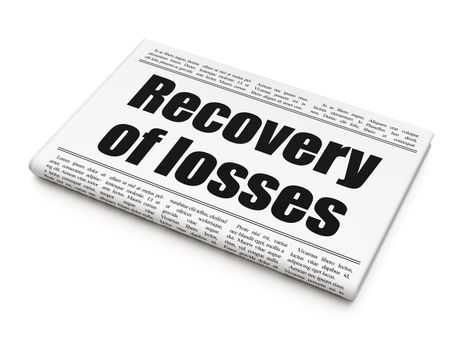 Banking concept: newspaper headline Recovery Of losses on White background, 3D rendering