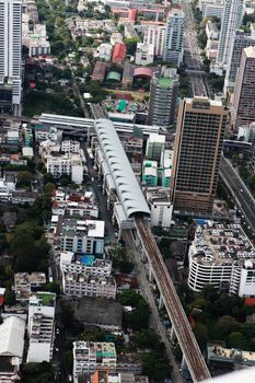 BANGKOK, THAILAND - DECEMBER 23: Bird eye view of Traffic on December 23, 20 13 in Bangkok.