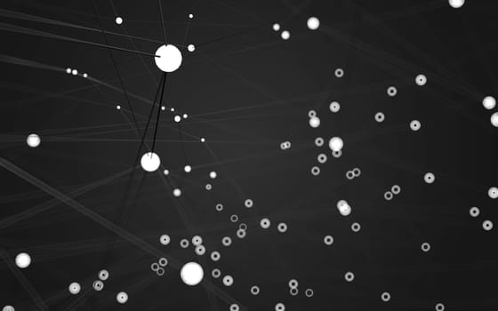 Abstract polygonal space low poly dark background with connecting dots and lines. Connection structure.