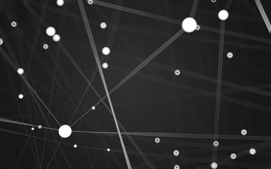 Abstract polygonal space low poly dark background with connecting dots and lines. Connection structure.