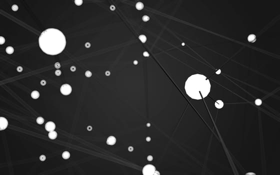 Abstract polygonal space low poly dark background with connecting dots and lines. Connection structure.