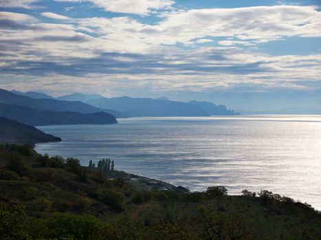 view of the bay in the evening light