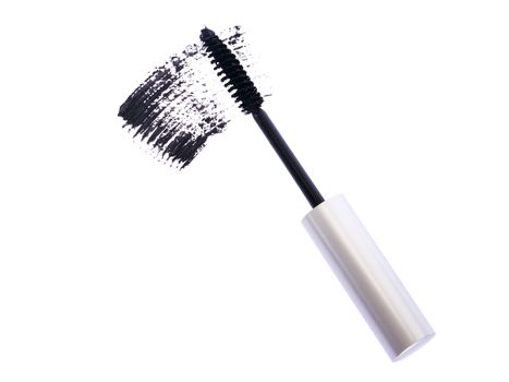 Smear of make-up (black mascara) isolated on white