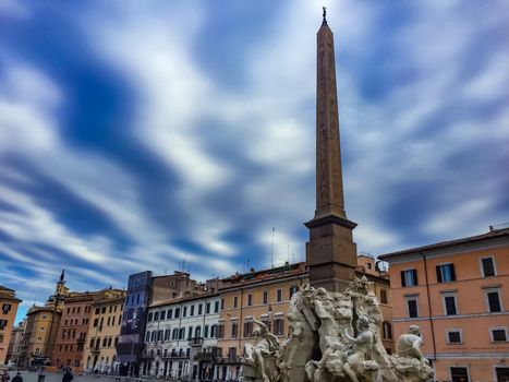 Flat clouds over the beautiful piazza navona in rome