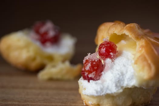 Choux Cream Stuffed With Custard Cream with berries