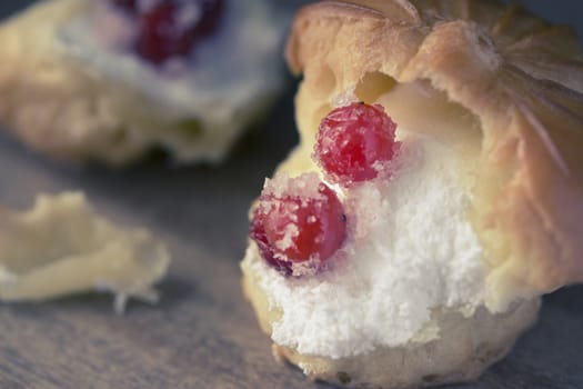 Choux Cream Stuffed With Custard Cream with berries