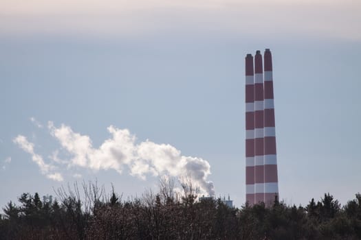 smoke stacks of a generating station