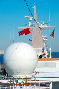 stock pictures of antennas used for telecommunications on a cruise ship
