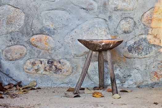 Old traditional wooden chair in romanian countryside