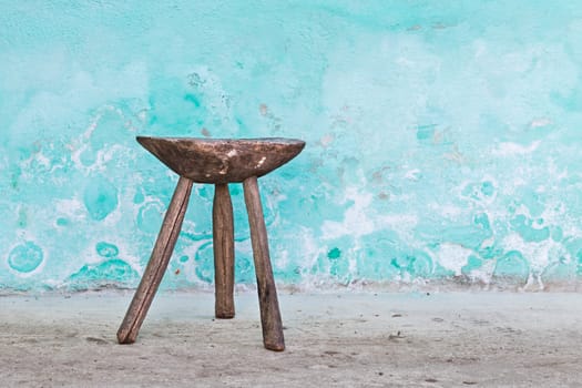 Old traditional wooden chair in romanian countryside