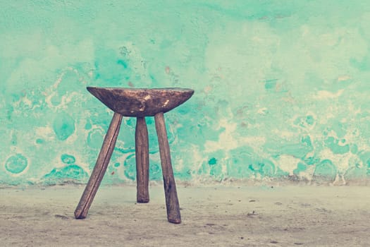 Old traditional wooden chair in romanian countryside