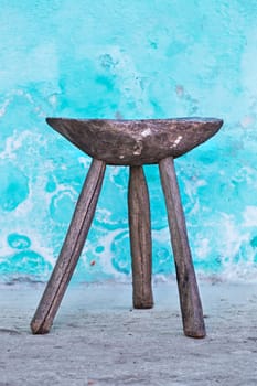 Old traditional wooden chair in romanian countryside