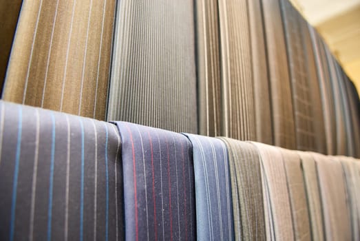 The various elite suit fabrics close up