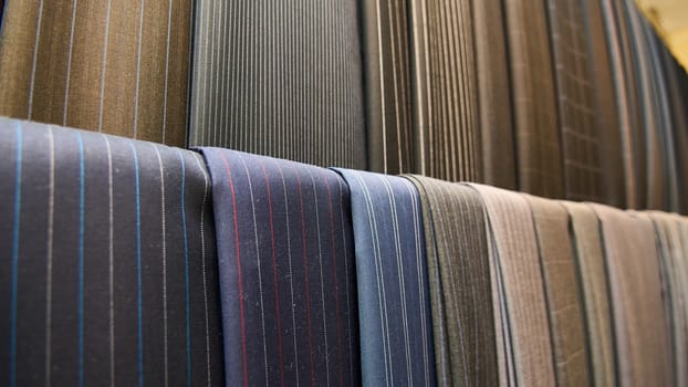 The various elite suit fabrics close up