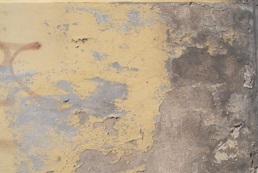 fragment of a concrete wall that for a long time exposed to different climatic conditions