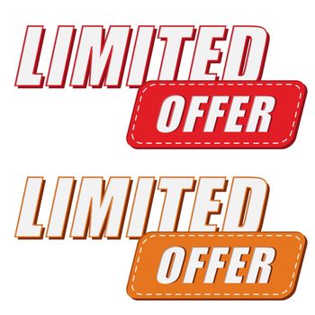 limited offer in two colors labels, business shopping concept, flat design