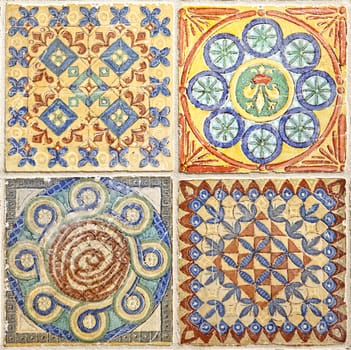 Colorful set of ornamental tiles from Portugal