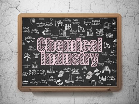 Industry concept: Chalk Pink text Chemical Industry on School board background with  Hand Drawn Industry Icons, 3D Rendering