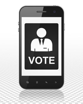 Political concept: Smartphone with black Ballot icon on display, 3D rendering