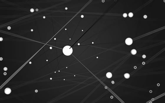 Abstract polygonal space low poly dark background with connecting dots and lines. Connection structure.