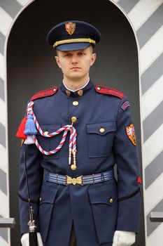 Prague, Czech Republic - April 23, 2016: The Guard of Honor Guards at the Presidential Palace in Prague castle